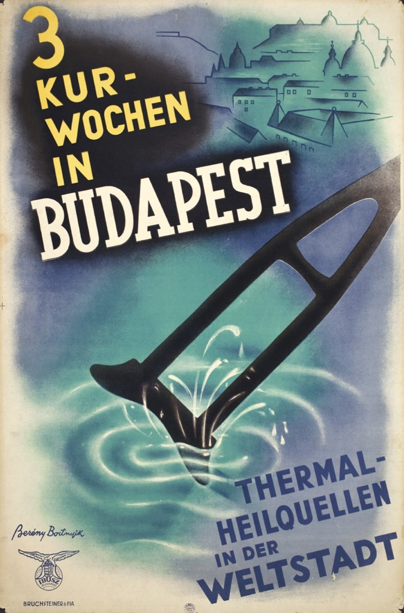 Az idegenforgalmi propagandából a Berény-Bortnyik páros is kivette részét. A harmincas évek elején otthagyták a „modernista” konstruktív plakátot és ilyen, festőibb stílusban alkottak, amely sok pályatársnak jelentett mintát. (OSZK PKT, PKG.1931/140)